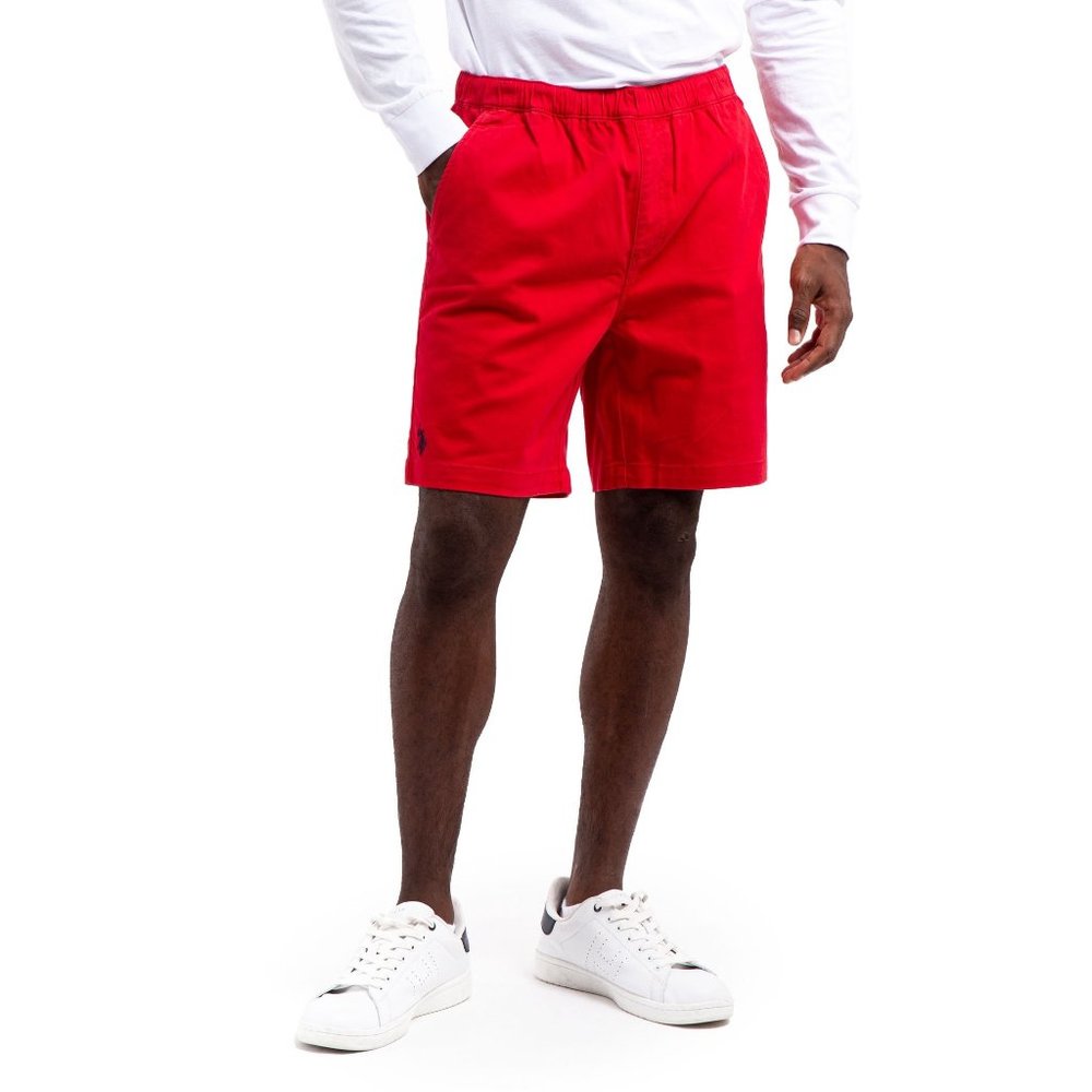 Mens U.S. Polo Assn. Stretch Cotton Twill Jogger Shorts Pull On Size XS Red NWT